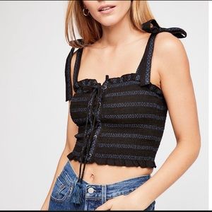 Free People Electric Love Blue Smocked Crop Top
